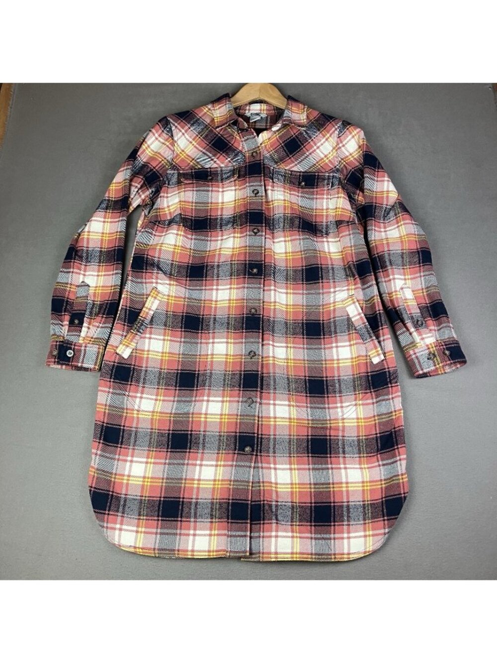 Duluth Trading Co. Women’s Size Small Plaid Flannel Long Shirt Dress Button Up